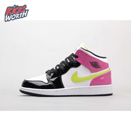 Air Jordan 1 Mid White Black Cyber Pink