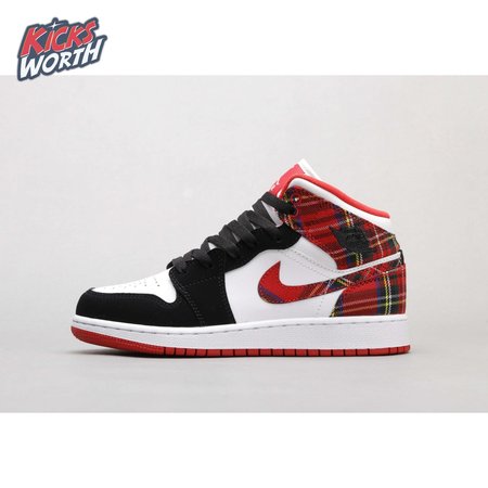 Air Jordan 1 Mid White Plaid