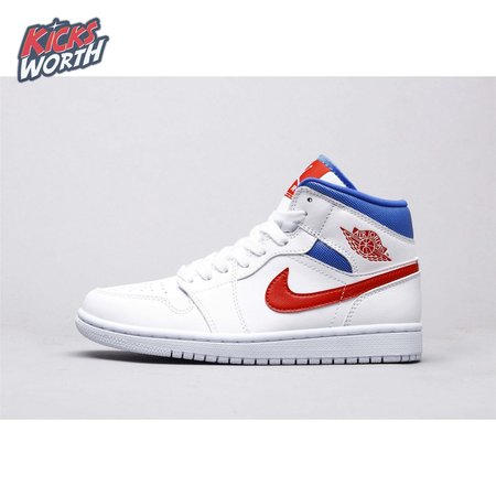 Air Jordan 1 Mid White Red Royal