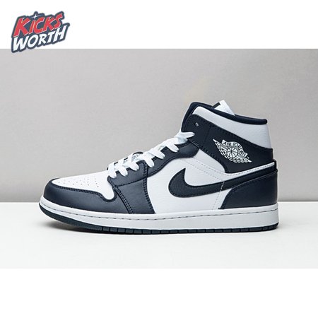 Jordan 1 Mid White Metallic Gold Obsidian 554724-174